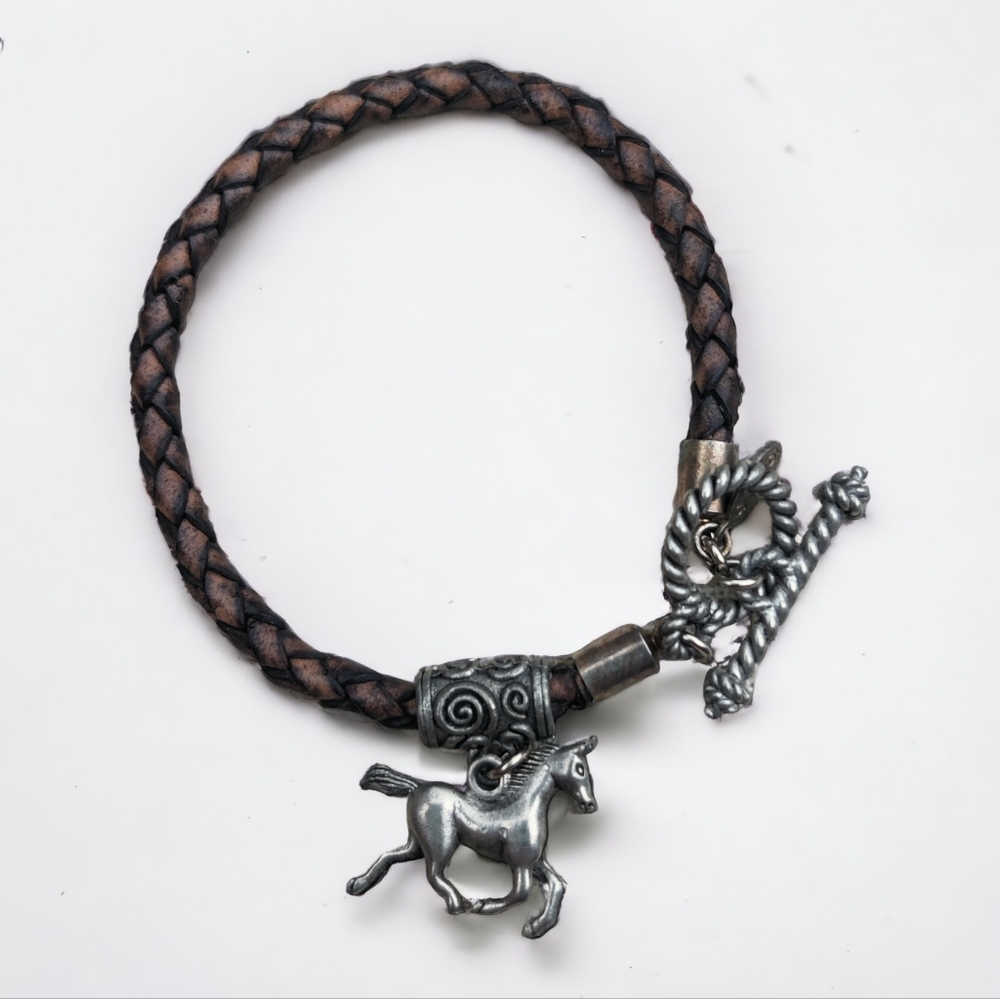 🐎 Vintage CJ Sardi leather horse bracelet